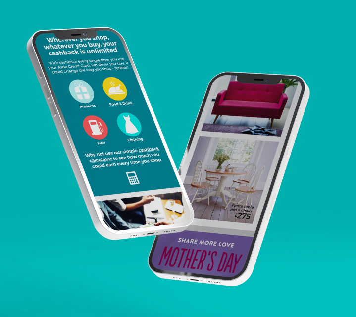 Asda website mockups on mobile