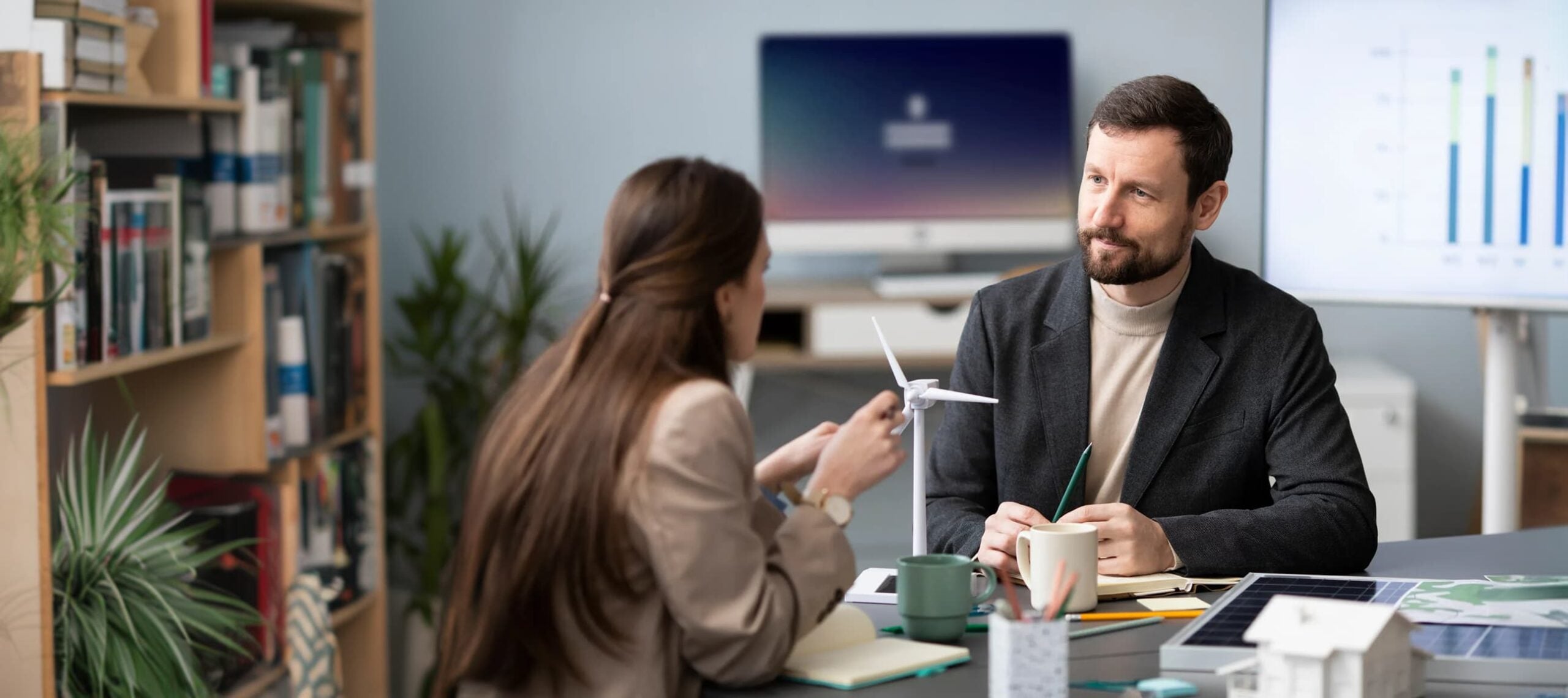 man and woman in a discussion