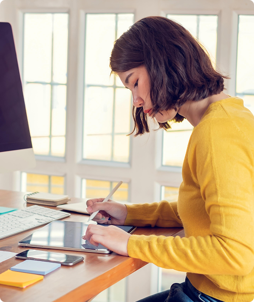 woman on the tablet